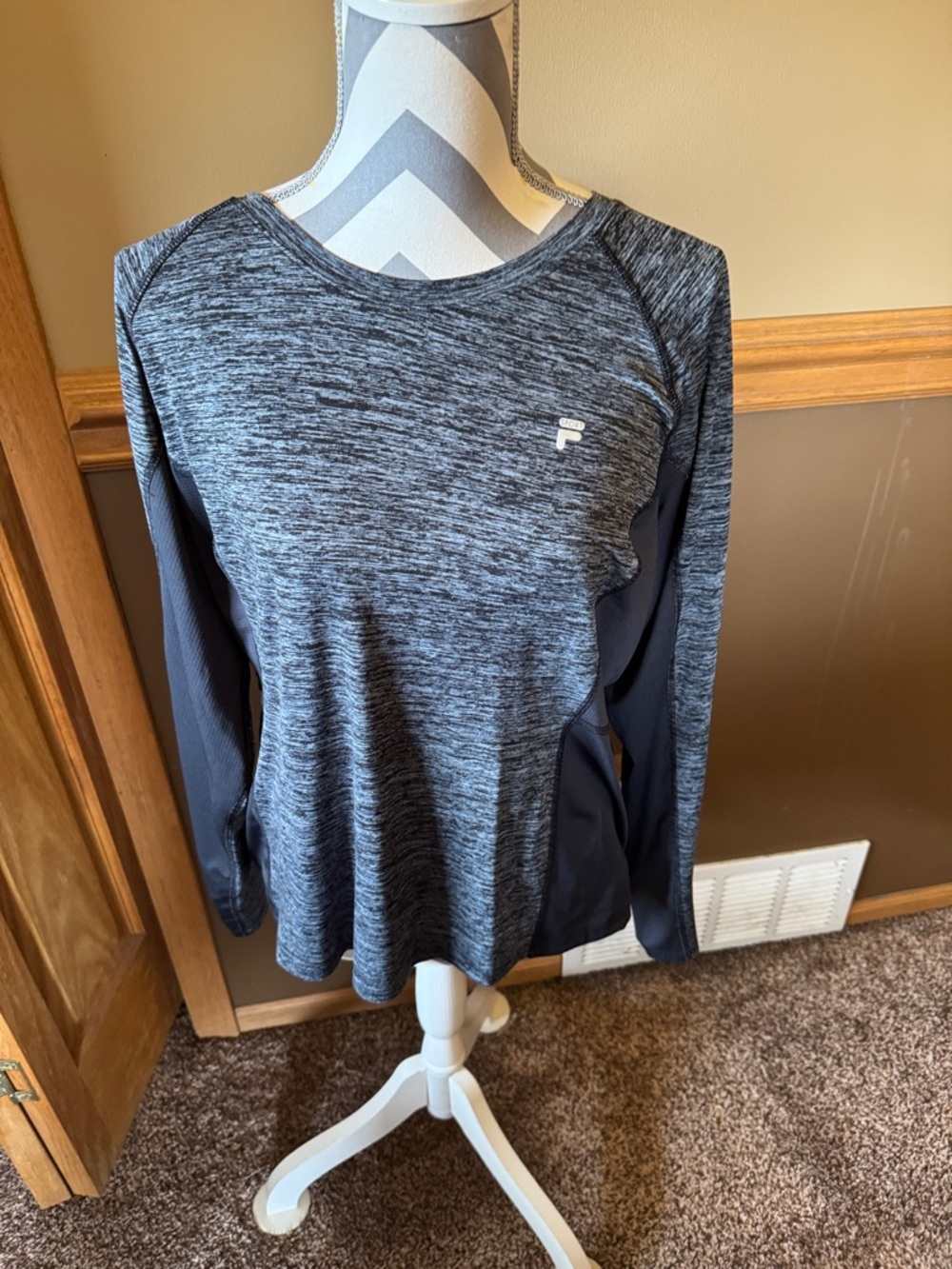 Fila Gray Heathered Performance Long Sleeve Top